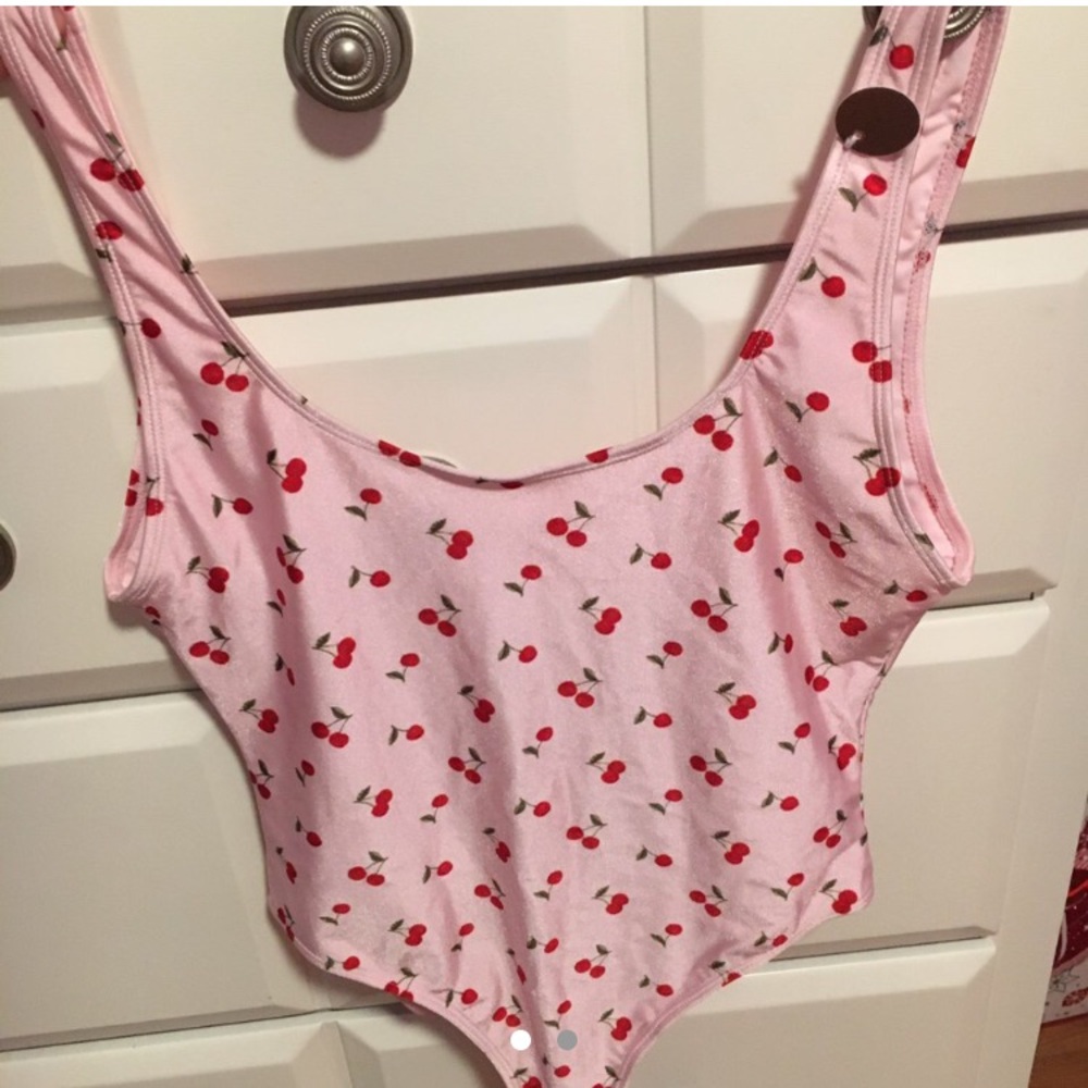 Pink with cherries swimsuit